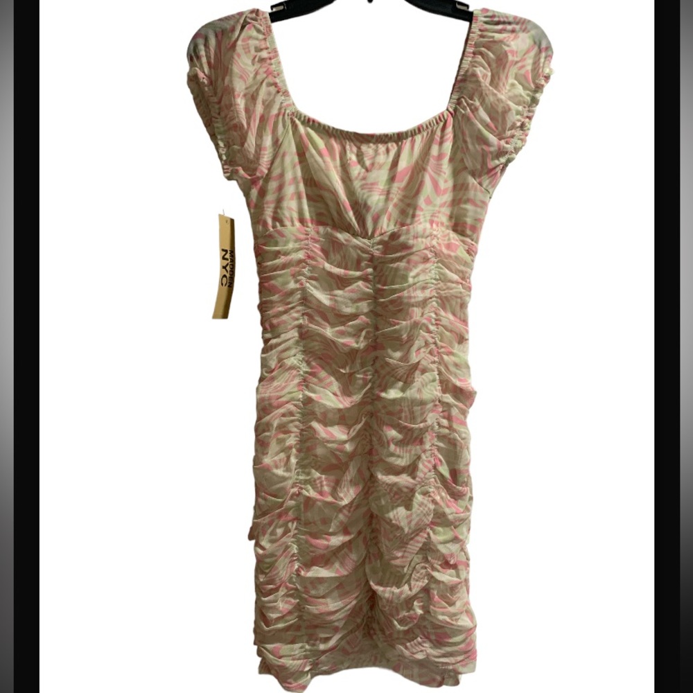 Madden NYC Women's Ruched Dress with Puff Sleeves - Picture 3 of 4